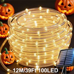 TEMU 야외 장식용 태양광 LED 로프 조명, 태양광 LED 튜브 스트링 조명, 8가지 조명 모드, 할로윈 장식, 홈룸 장식, 크리스마스 장식, 실내 스트링 조명, IP65 태양광 조명, 홈, 정원, 울타리, 발코니, 수영장, 크리스마스, 파티 장식용