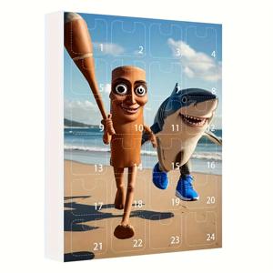 TEMU 24일 컬렉터블 3D 피규어 캘린더 - 통통통 사후르 카운트다운, 네덜란드-인도네시아 민속 예술 영감 어드벤트 캘린더, 24일 일일 피규어 (라마단/이드 & 네덜란드 신년 카운트다운용)