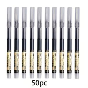 TEMU 직접 액체 롤러볼 젤 펜 50개입, 대용량 시험용 펜, 속건성 볼펜, 0.5mm 검정색, 숙제 쓰기 젤 펜으로 좋음, 학교 사무실 문구류, 고품질 필기펜, 직장인, 학생, 부드러운 잉크 흐름