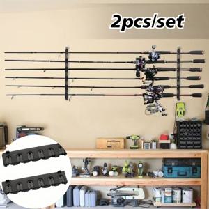 TEMU 2개입 고하중 낚싯대 보관 랙 - 벽걸이형 수평 낚싯대 홀더, 6개 낚싯대 용량, 수생 및 해수 낚시용 공간 절약형 정리함, 가정, 보트 또는 낚시 장비 보관을 위한 내구성 있는 구조, 낚싯대 홀더 벽걸이