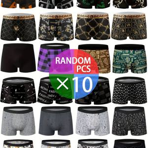 TEMU 10팩 랜덤 스타일 패션 프린트 통기성 좋은 부드럽고 편안한 박서 브리프 스포츠 쇼츠, 남자친구, 남편, 크리스마스 홀리데이를 위한 완벽한 선물|남자옷