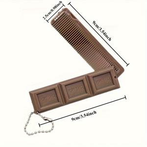 TEMU 1개 초콜릿 모양 접이식 빗 (미러 포함) - 휴대용 여행용 헤어 브러시, 간편한 정리 및 정리, 크리스마스 & 새해 생일 선물로 이상적, 스타일리시 헤어 케어 액세서리, 헤어 케어 액세서리, 세련된 디자인, 내구성 좋은 플라스틱