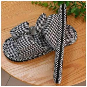 TEMU [] 클래식 잔체크 3중 쿠션 푹신한 층간소음방지 미끄럼 층간소음방지 거실화 면슬리퍼