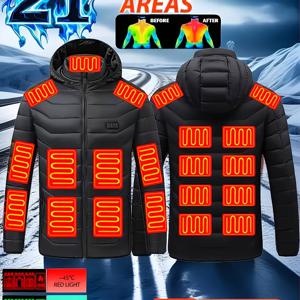 TEMU 2024년 남성용 아웃도어 온열 재킷, 남성용 보온 재킷, 21개 온열 구역 (배터리 팩 제외), 가을 및 겨울철 야외 사냥 및 하이킹에 적합한 캐주얼 지퍼업 코트.