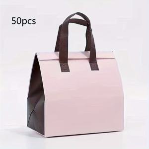 TEMU 50개 휴대용 단열 보냉 가방, 비짜직 알루미늄 호일 토트 백 - 케이터링 및 테이크아웃용 - 직접 식품 접촉 금지