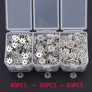 TEMU 240개입, 3가지 스타일의 플로럴 엔드 캡, 꽃 캡, 비드 캡, 태슬 엔드 캡, 귀걸이 베이스, 비드 홀더, 스페이서, 팔찌 및 목걸이 엔드 캡, 꽃 스탠드 커넥터, 루스 비드, 핸드메이드 비딩, 키체인, 귀걸이