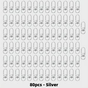 TEMU 고품질 메탈 랍스터 클로 걸쇠 80개입 - 키체인용 튼튼한 회전 후크, 주얼리, 가방 스트랩, 애완견 목걸이에 적합 | 공예가, 주얼리 버클, 강아지 버클, 걸이형 키체인용 빠른 해제 키링 커넥터|키링|키링부자재