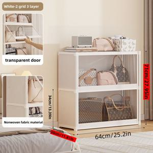 TEMU 3-5단 확장형 대용량 수납 랙, 다층 투명 플라스틱 수납 상자 - 침실, 옷장 및 사무실에 적합한 부직포 정리함 | 핸드백 수납 랙 | 선명하게 보이는 수납 공간