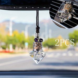 TEMU 2pcs 우아한 자동차 에어 프레셔 펜던트 - 보석 액세서리와 함께하는 고급형 환풍 클립 장식, 운전자 및 자동차 애호가를 위한 이상적인 선물, 향수 병 펜던트|차량용방향제
