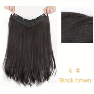 TEMU 오래 지속되는 18인치 V자형 여성용 합성 헤어 익스텐션 - 자연스러운 볼륨과 길이를 위한 클립인 헤어 익스텐션 헤어 클립 헤어 액세서리