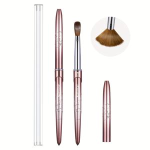 TEMU 100% 순수 콜리스키 헤어 오벌 네일 브러시, 아크릴 적용에 적합, 전문 네일 익스텐션 매니큐어 도구 네일 드로잉 펜, DIY 홈 살롱용