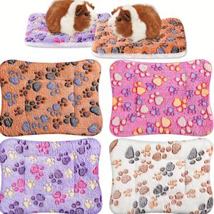 TEMU 4pcs 울트라 소프트 작은 애완 동물 침대 매트, 귀여운 프린트와 뒤집을 수있는 플리스 토끼 및 햄스터 크레이트 켄넬 패드, 아늑한 세탁 가능한 두꺼운 햄스터 침대 매트 (생생한 색상, 13 X 10 인치)