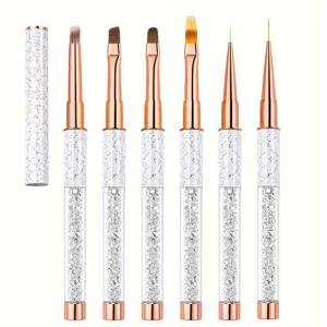 TEMU 6개 세트 네일 아트 브러쉬 세트, 금속 손잡이 포함 - 그라데이션, 디테일링 및 도트 펜 포함, 매니큐어 및 페디큐어용