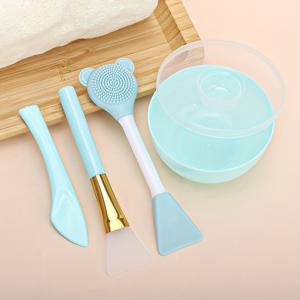 TEMU 4pcs DIY 페이스 마스크 혼합 도구 세트 - 페이셜 브러쉬 애플리케이터 주걱 마스크 그릇 커버 포함 더블 헤드 브러쉬 세트 - 마스크 및 스킨 케어 제품 혼합 및 적용을 위한 전문 미용 도구 - 여성용 미용 도구 키트 선물