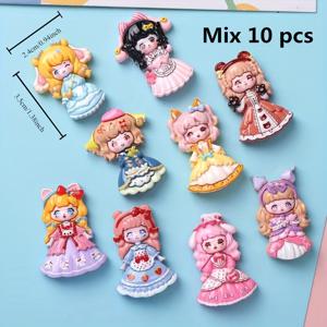 TEMU 만화 공주 크림 글루 헤어 클립, 헤어밴드, 휴대폰 케이스 펜던트, 신발 꽃, 레진 액세서리.