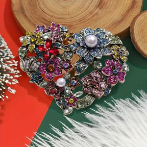 TEMU 남성을 위한 창의적인 코트 하트 코르사지, 패션 의류 액세서리, 레트로 라인스톤 하트 모양 브로치 핀