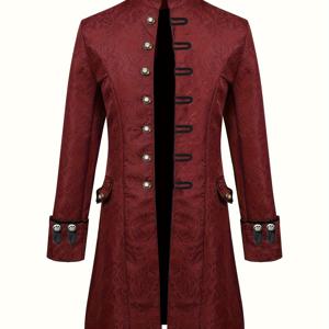 TEMU 중세 코스튬 공연복, 유럽 및 미국 남성 가면무도회 할로윈 드레스업 자카드 재킷