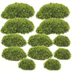 TEMU 12PCS 인공 Topiaries 이끼 돌 동창회 장식, 가정과 정원을위한 폴리 에스터 녹지 악센트, DIY 공예 및 이벤트를위한 실물 같은 이끼 바위