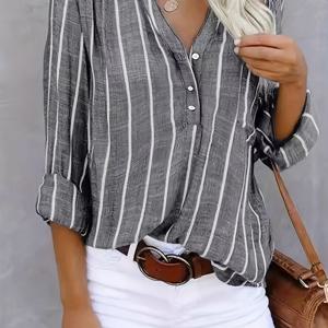 TEMU 여성용 플러스 사이즈 우아한 V넥 가디건 - 포켓 포함, 신축성이 없는 소재, 긴 소매, 버튼 프론트, 모든 계절에 적합한 캐주얼한 스타일, 다용도로 사용할 수 있는 여성용 의류 | 우아한 패턴 | 신축성이 없는 소재