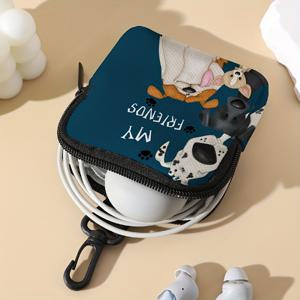 TEMU 1pc, 강아지 프린트가 있는 동전 지갑, 내구성이 뛰어난 폴리에스테르, 키 카드 홀더가 있는 디지털 프린트 지갑 주최자, 3.93인치 크기, 이상적인 선물 옵션