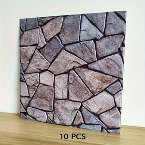 TEMU 5개/10개 셀프 접착 돌 패턴 벽 스티커 - 현실적인 PVC 벗기고 붙이는 타일, 주방, 바, 침실, 욕실, 거실용 방수 쉬운 청소 절단 가능, 홈 데코 및 타일 백스플래시, 욕실 벽 스티커, 장식 벽 타일, 쉬운 설치 타일, 스톤 효과 타일