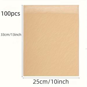 TEMU 크라프트 종이 봉투 50/100개입 (3X5, 4X6, 6X9, 10X13인치), 오일 방지 및 포장에 적합, 팬케이크, 고기, 샌드위치 및 스낵 포장용 - 일회용, 필름 코팅으로 손쉽게 잡기, 스낵, 팝콘 및 작은 선물에 이상적.