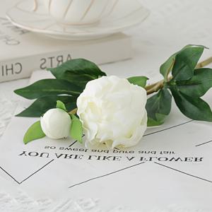 TEMU 5개입, 시뮬레이션 2-헤드 모란 조화, 시뮬레이션 조 모란 꽃, 2개 꽃 머리와 줄기 및 잎이 포함된 한 그루, 가정 장식, 야외 안뜰 장식, 거실 식탁 서재 사무실 장식에 적합