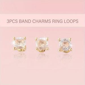 TEMU 3개 구리 지르코니아 시계 밴드 참 (포함되지 않음) for iWatch 스트랩 45mm 44mm 42mm 41mm 40mm 38mm 호환, 장식 스터드 버클 액세서리 for iwatch 시리즈 Se 6 5 4 3 2 1용