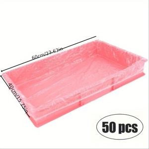 TEMU 토끼, 햄스터 및 소형 애완동물용 50개 투명 일회용 케이지 라이너 - 쉬운 청소 플라스틱 가방