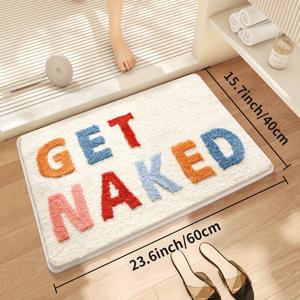 TEMU 1개 다장 플러시 욕실 매트 - 컬러풀 '넥을 받은' 디자인, 미끄럼 방지 흡수 폴리에스터 & TPR 백킹, 세탁기 사용 가능한 직사각형 홈 데코용 욕실 매트, 욕실 액세서리