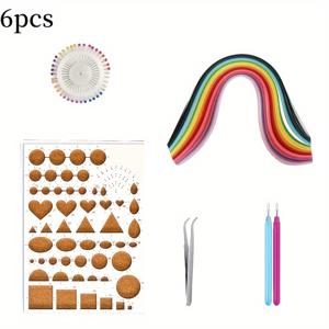 TEMU 260개의 컬러풀 스트립이 포함된 완벽한 6피스 페이퍼 퀼링 키트, DIY 공예 도구 및 용품 - 비즈 바늘, 곡선 집게, 퍼즐 펜 및 스텐실 포함