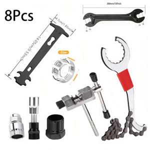 TEMU 자전거 후면 카세트 제거 도구, 체인 렌치, 카세트 바텀 브래킷 풀러, 테일 훅, 스피닝 카세트 제거 도구, 스틸 와이어 조정 도구