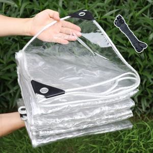 TEMU 99% 투명 PVC 재질의 두꺼운 방수 천, 밀봉 링 포함, 튼튼하고 찢어짐 방지 기능이 있는 비닐 방수 원단. 마당, 정원, 파빌리온, 닭장, 현관, 식물 및 온실 등 야외 활동에 적합합니다.