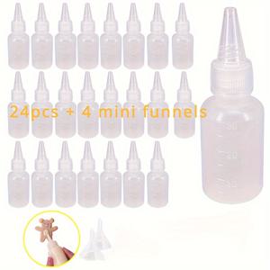 TEMU 12개/24개 플라스틱 스퀴즈 병, 측정 1oz 미니 깔때기가 있는 빈 병, 아트 크래프트 장식용품, 크래프트 로션 파티 용품