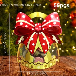 TEMU 50/100개 크리스마스 선물백 세트, 귀여운 캐릭터 일회용 지퍼락 사탕봉투 (쿠키 & 캔들)