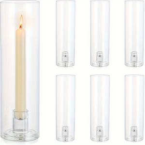 TEMU 캔들스틱 롱 스탠드 - (6개\10개) 탈착식 유리 커버 테이퍼 캔들 거치대 테이퍼 캔들 거치대 테이블 센터피스 웨딩 이벤트 홈 데코