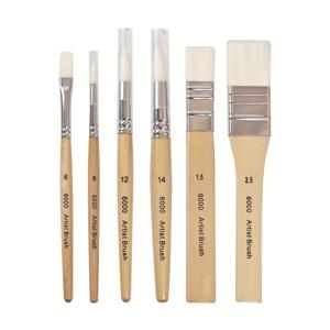 TEMU 나무 손잡이가 있는 6개 페인트 브러시 세트 - 오일, 아크릴, 수채화 및 미니어처 아트워크용 다용도 나일론 브리슬 - 편리한 보관 케이스 포함