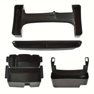 TEMU 업그레이드된 4pcs 세트, 센터 콘솔 정리함 (2018-2023 JEEP Wrangler JL JLU 및 2020-2023 Gladiator JT 액세서리 호환), 변속기 측면 트레이 정리함, 서스펜션 팔걸이 수납 상자, 승객 정리함 포함.