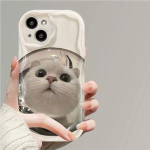 TEMU 커플 미러 캣 폰 케이스 - 아이폰 15, 14 프로 맥스, 13, 12, 11, XS, XR, X 호환