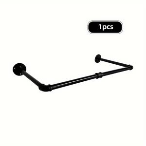 TEMU 산업 스타일 빈티지 금속 파이프 옷걸이, 벽걸이형 고성능 옷걸이, 분말 코팅 마감, 세탁실용 레트로 철 옷걸이 바