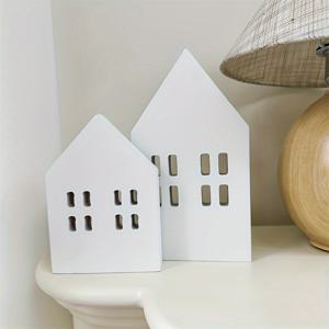 TEMU 2개 미니어처 나무 집 - 인조 나무 미니어처 하우스, 테이블탑 디스플레이용, 인형의 집, 모형 기차 세트, 데스크탑 장식용 미니어처 주택 - 미니어처 룸 장식품