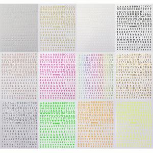 TEMU 12개 세트 야광 영어 알파벳 네일 아트 스티커, 야광 레이저 글리터 알파벳 데칼 특징, 네일 장식에 적합.