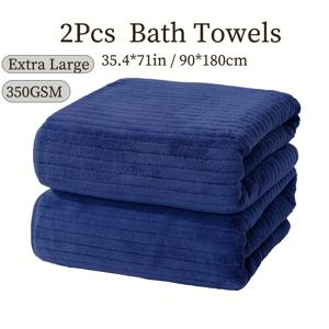 TEMU 2개 대형 목욕 타월 세트 (35.4*71인치/90*180cm), 350GSM 마이크로화이버 소재로 부드럽고 편안하며 흡수력이 좋으며 샤워, 피트니스, 호텔, 사우나에 적합 (다양한 색상 선택 가능)