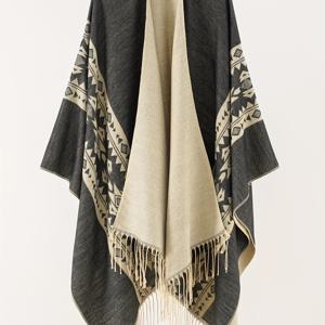 TEMU 여성용 플러스 사이즈 오픈 프론트 숄 가디건 캐주얼 케이프 스웨터, 가을과 겨울 저녁식사에 적합