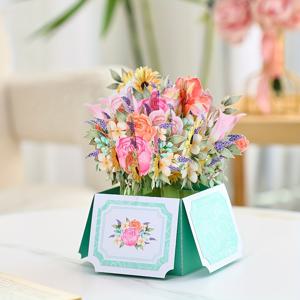 TEMU 3D 팝업 장미 꽃다발 인사말 카드, 노트 및 봉투 포함 - 생일, 아버지의 날, 어머니의 날, 감사 편지에 완벽함