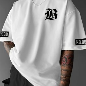 TEMU 남성용 캐주얼 패션 프린트 티셔츠 - 편안한 폴리에스테르, 라운드 넥, 여름 & 봄용 루즈핏