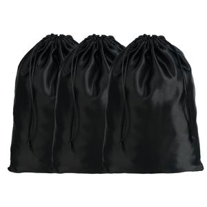 TEMU 3개 세트 밝은 핑크색 새틴 끈으로 묶는 보관 가방, 가발, 보석 및 액세서리용 - 매끄러운 광택 마감, 내구성 있고 스타일리시한 정리 파우치, 가발 보관 솔루션 | 생동감 있는 보관 가방 | 안전한 클로저 파우치, 가발 액세서리