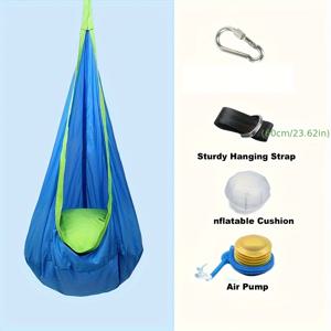 TEMU 13가지 색상 제공, 편안한 1개 매달린 해먹 포드 스윙 시트 인플레이터블 베개 포함 - 손세탁 가능 - 실내/야외 휴식 및 놀이에 이상적, 추수감사절, 크리스마스, 새해 휴일 선물, 실내 해먹, 야외 해먹, 해먹 의자, 거실 해먹 (인플레이터블 시트 쿠션, 23.6인치 스트랩 포함)