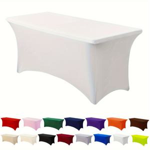 TEMU 할로윈, 크리스마스, 1개 풀 패키지 스트레치 테이블 커버 폴리에스터 세탁 가능 주름 방지 주방 폴리에스터 테이블보는 파티, 결혼식, 생일, 연회, 칵테일 파티 및 축제에 적합한 파티 용품