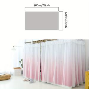 TEMU 작은 창문 및 침대용 프렌치 스타일 프라이버시 커튼 1개 - 그라데이션 핑크에서 화이트까지, 별빛 시어 디자인, 레이스 트림, 하드웨어 필요 없음, 아늑한 밤과 로맨틱한 분위기에 완벽함, 침실용 커튼